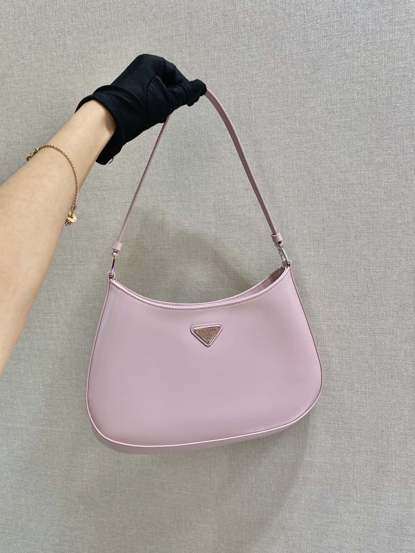 Prada Cleo Brushed Leather Shoulder Bag Light Pink 1BC499